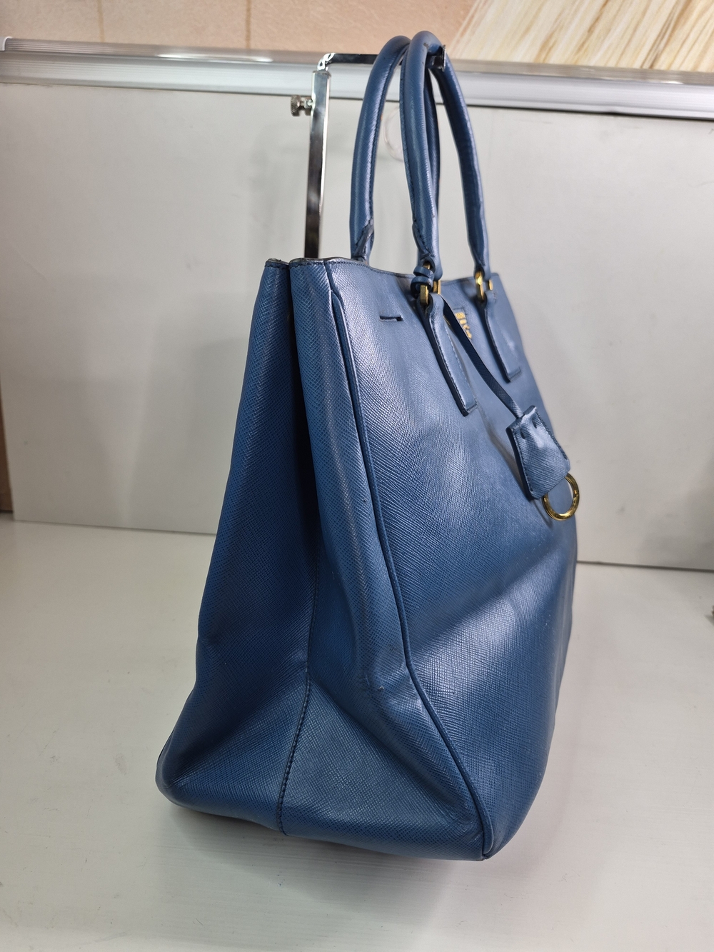 Prada Blue Saffiano Leather Tote Bag - Picture 2 of 14